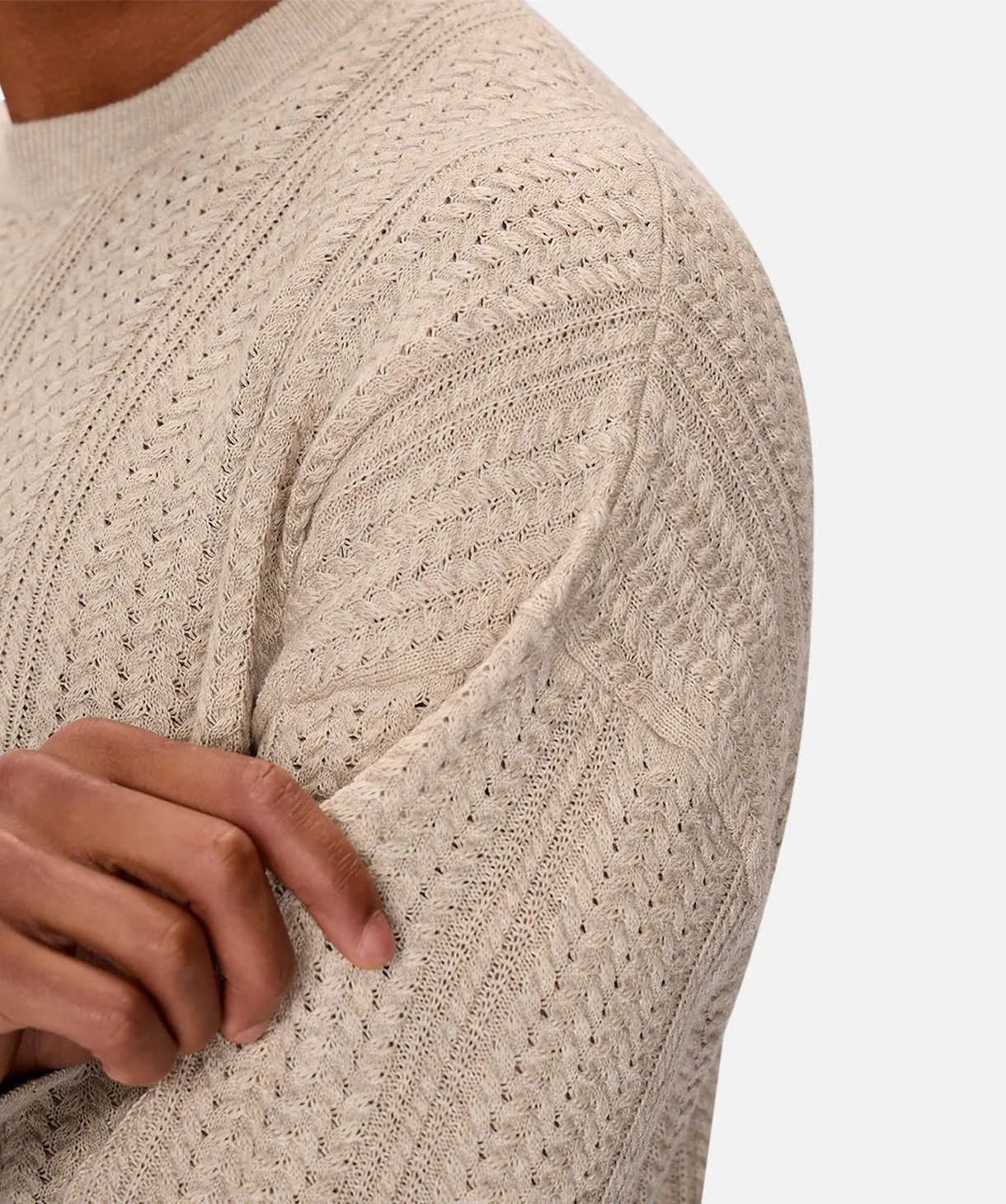 The Alessio Crew Neck Knit - Oat Melange