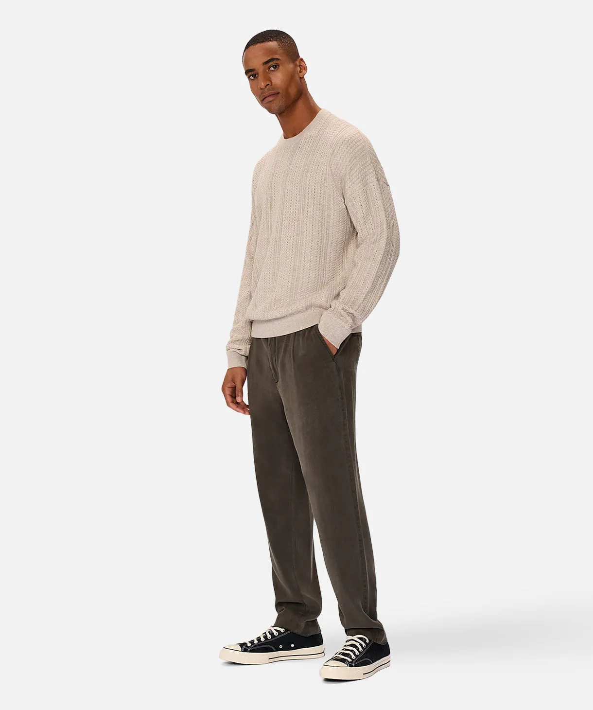 The Alessio Crew Neck Knit - Oat Melange