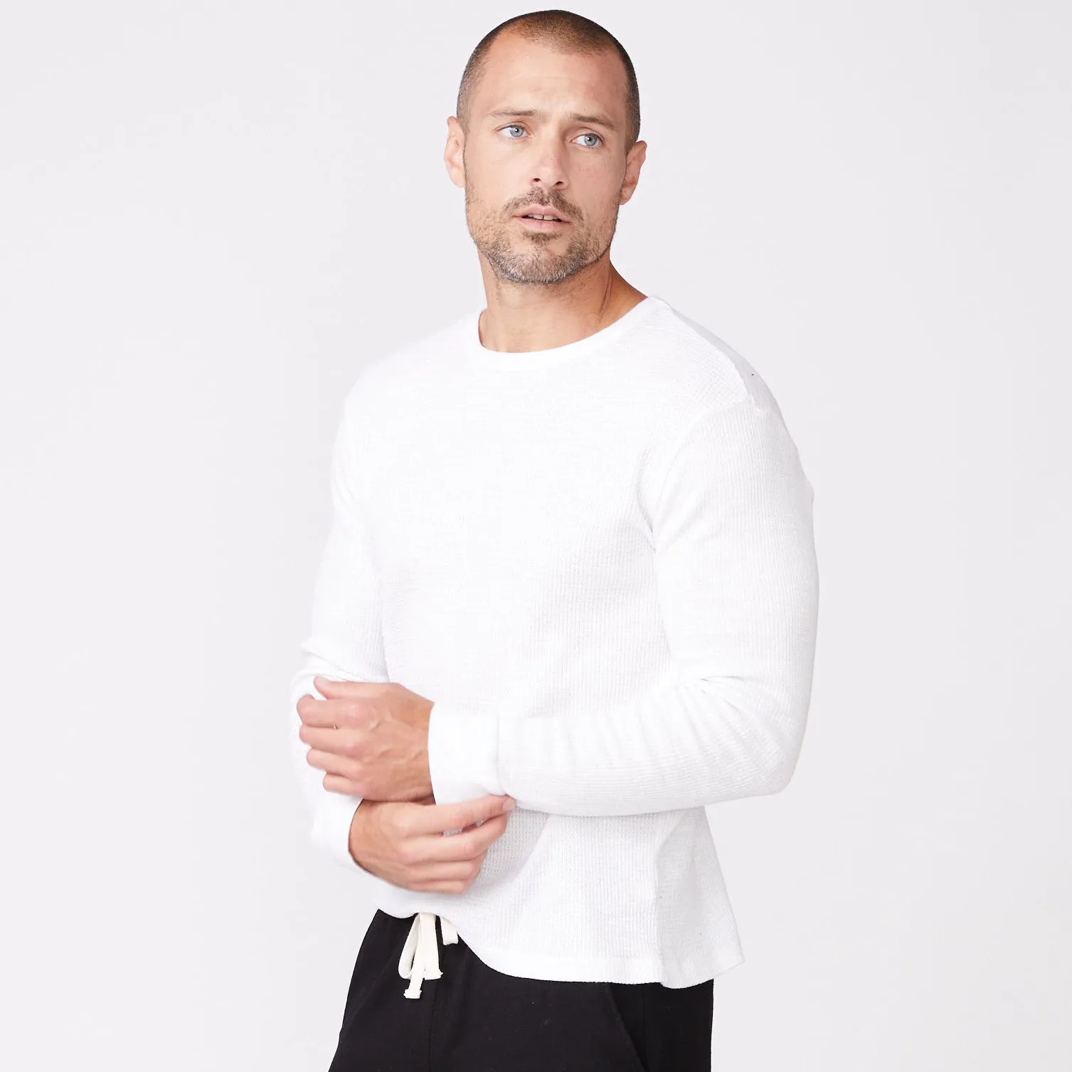 Silicone Print Detail Double Needle Hemming Thermal Long Sleeve Crew