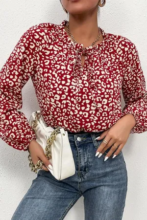 NonScratchyLining Garment Washed Finish TIED NECK PRINTED CASUAL TOP