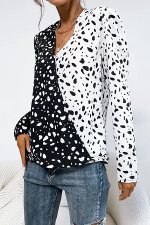 LaserCut Edges Double Layered Hem LOOSE LONG SLEEVE BLOUSE
