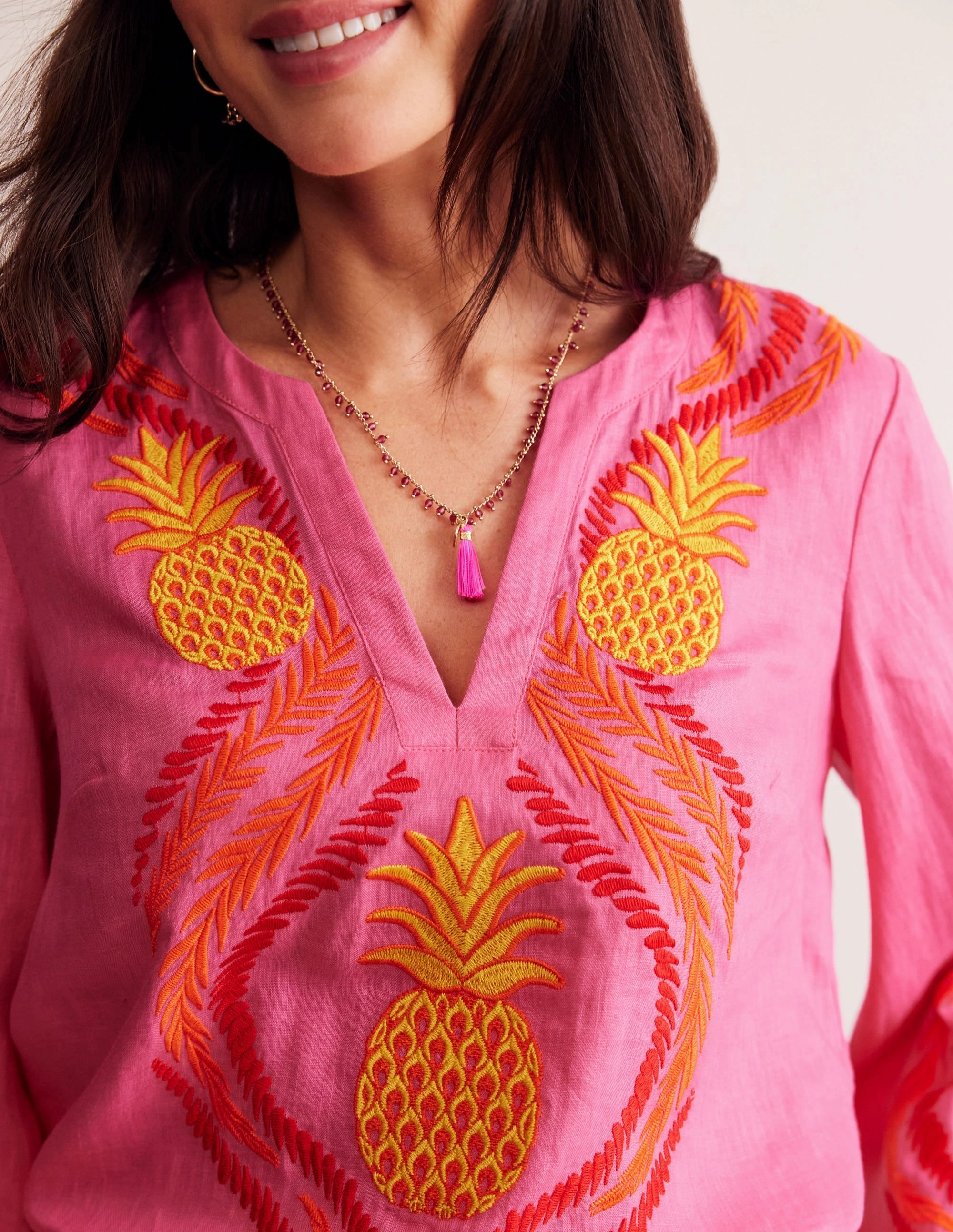 Bonnie Linen Top-Sangria Sunset, Pineapple OdorResistantTreatment