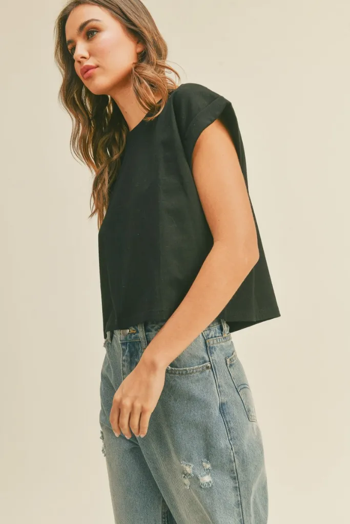 Jade Cap Sleeve T Shirt in Black Lightweight Jacket