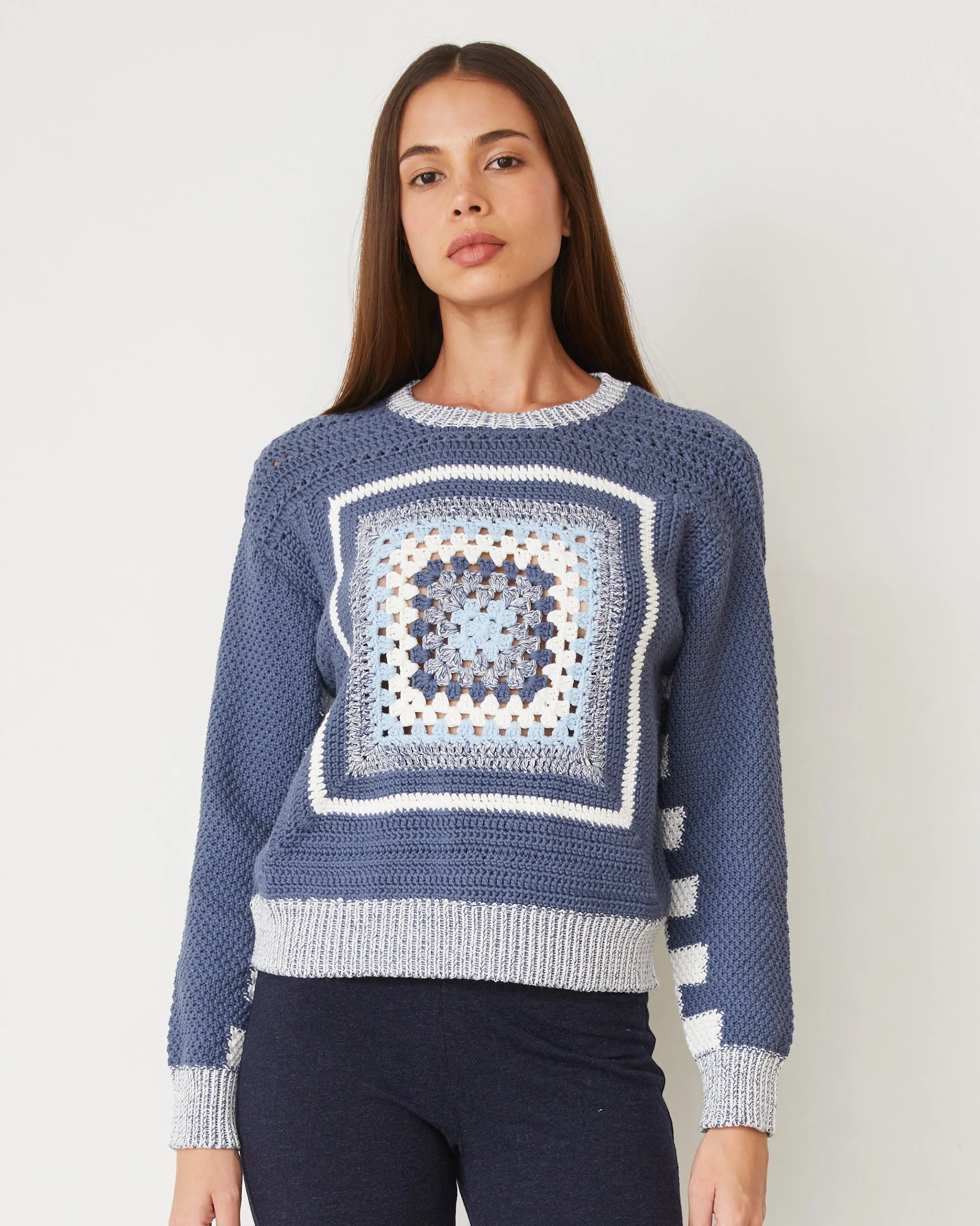 Crochet Pullover Sweater OrganicCottonBlend