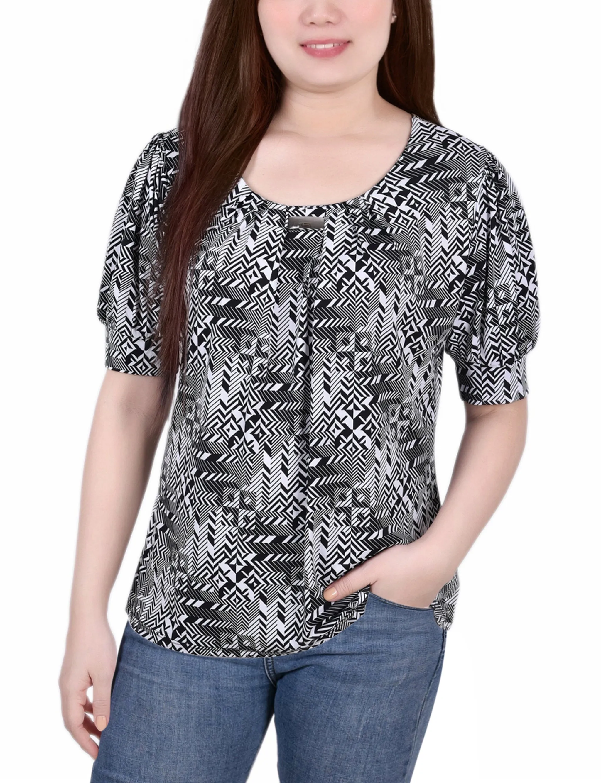 Short Sleeve Balloon Sleeve Top elegant design AllDayComfort