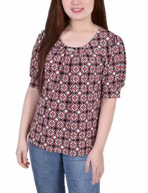 Short Sleeve Balloon Sleeve Top TearResistant