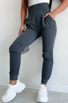 Thrill Of The Game High Waist Joggers (Charcoal) Outdoor activities