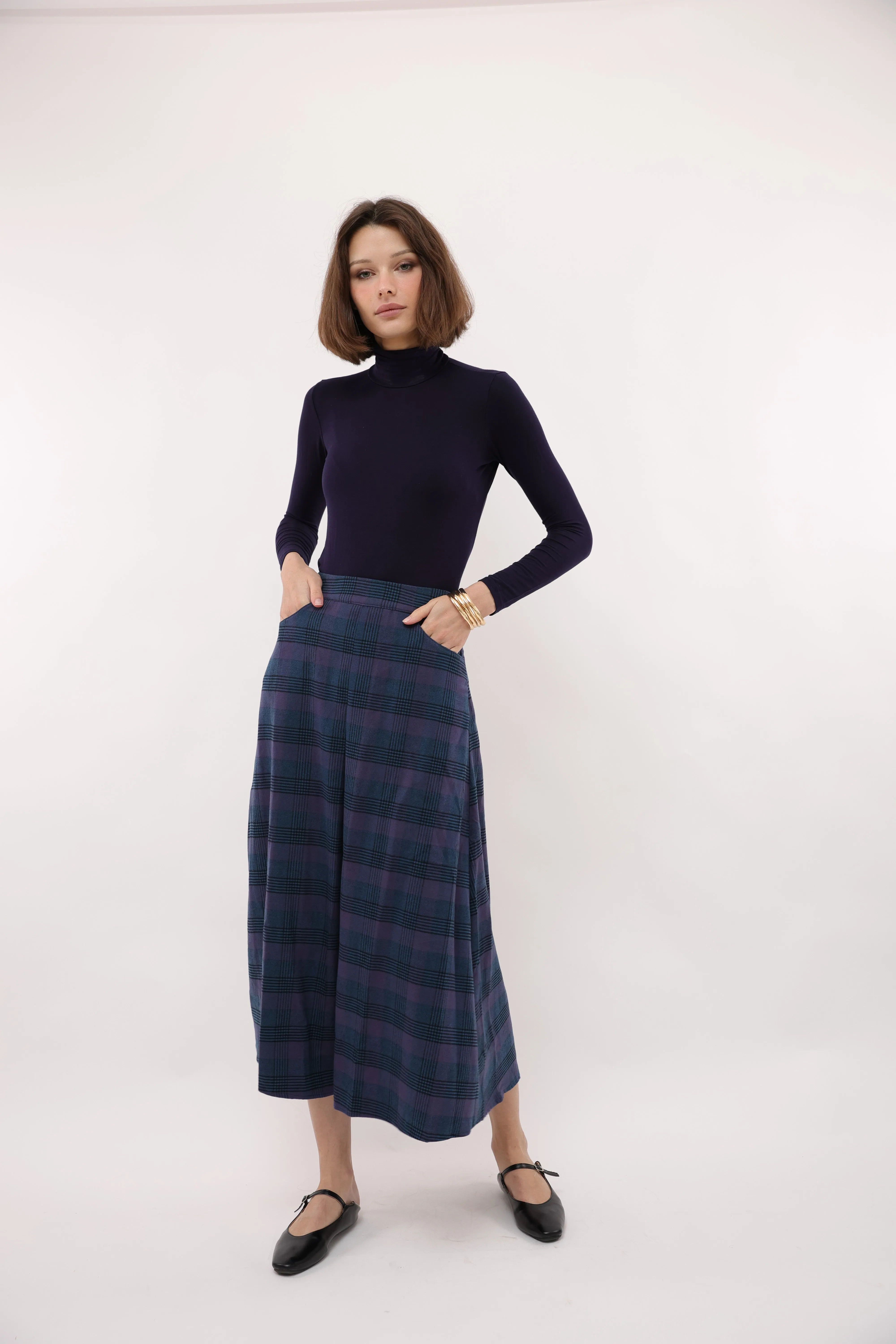Gathered waist Tia Plaid Skirt