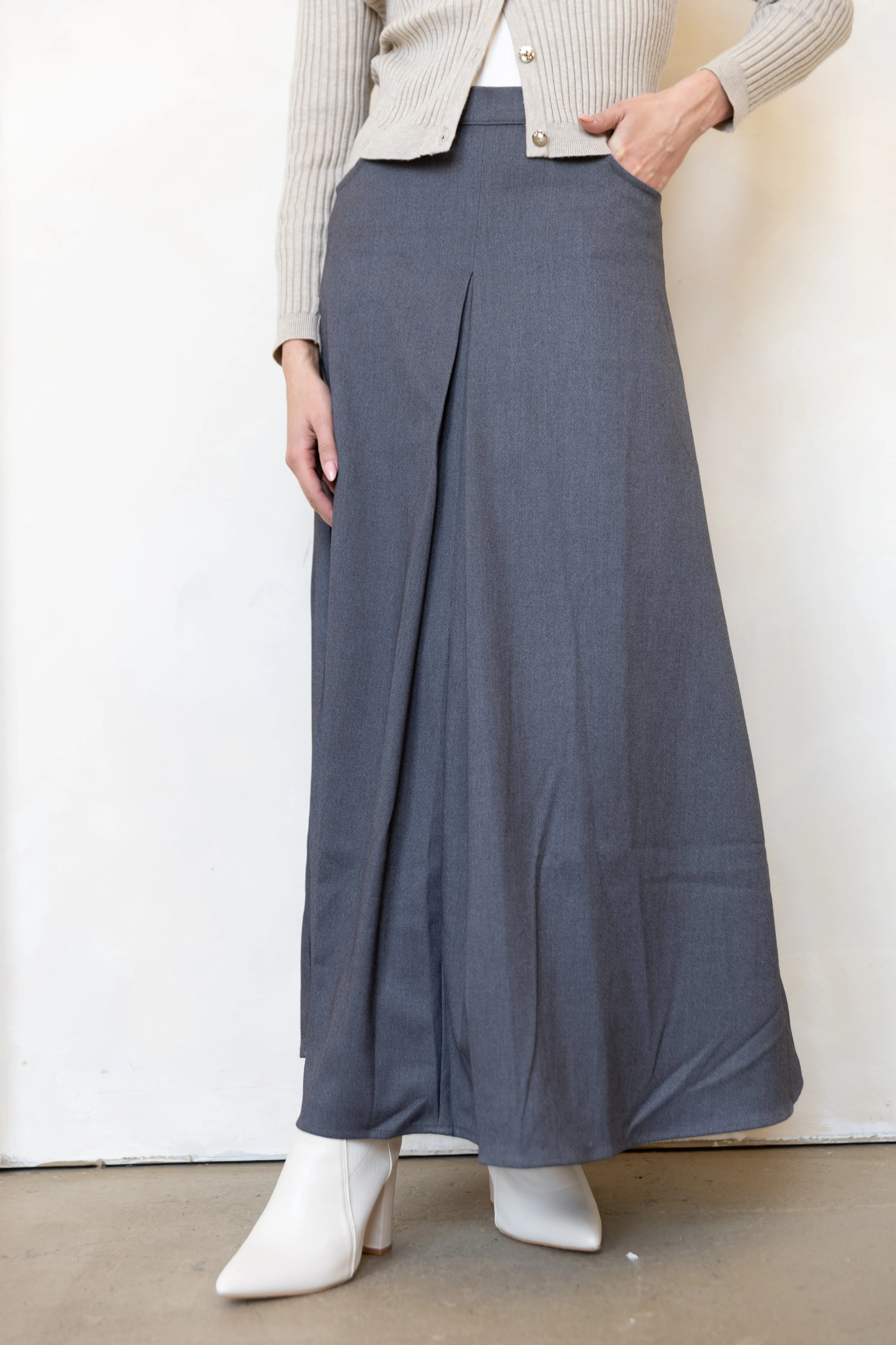 Tia Skirt - Grey High Shine
