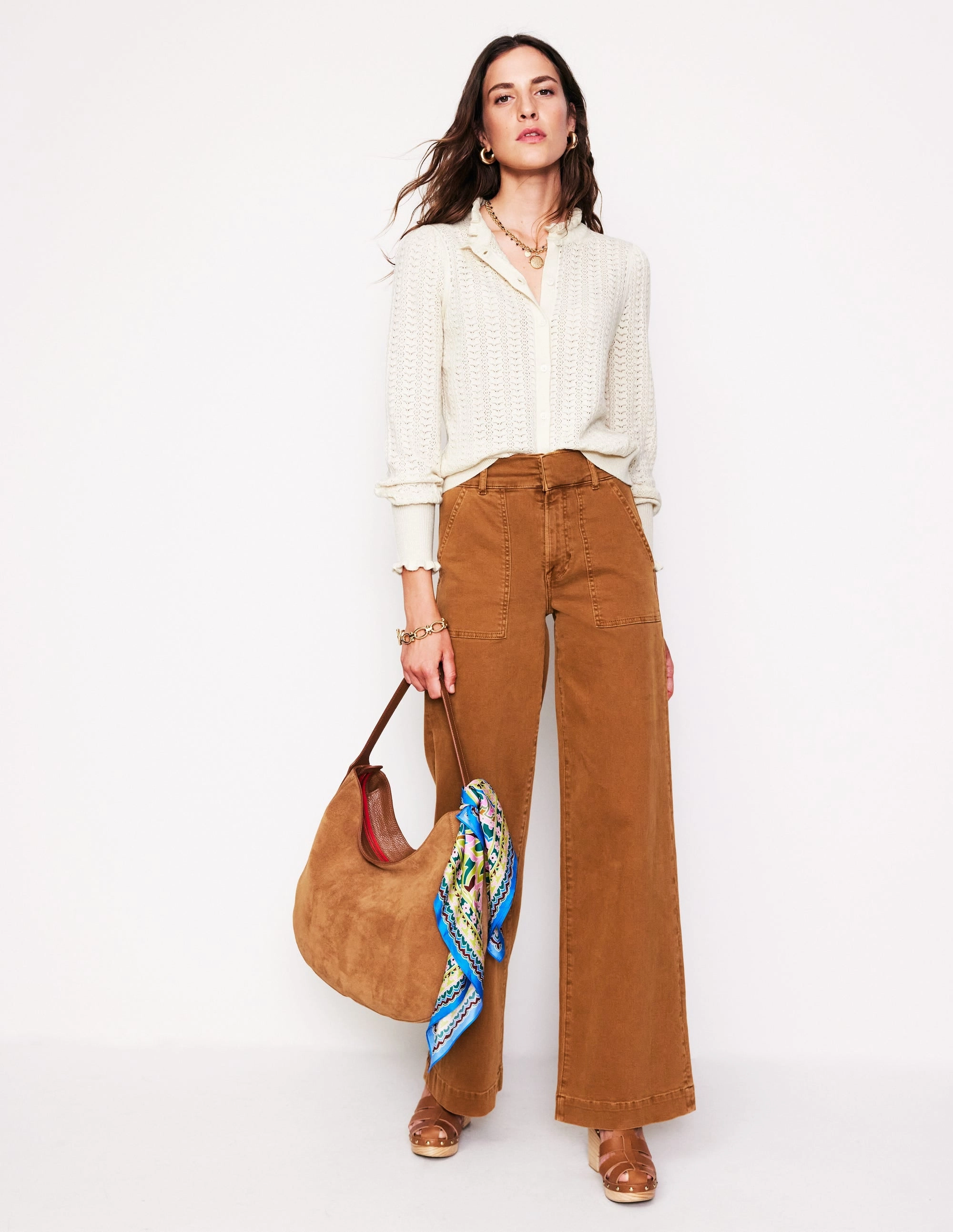 Stylish Drape Tia Pointelle Frilled Cardigan-Warm Ivory