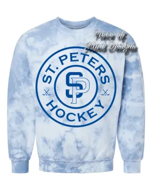Tie Dye Saint Peters Hockey Sweatshirt-NAVY LETTERING