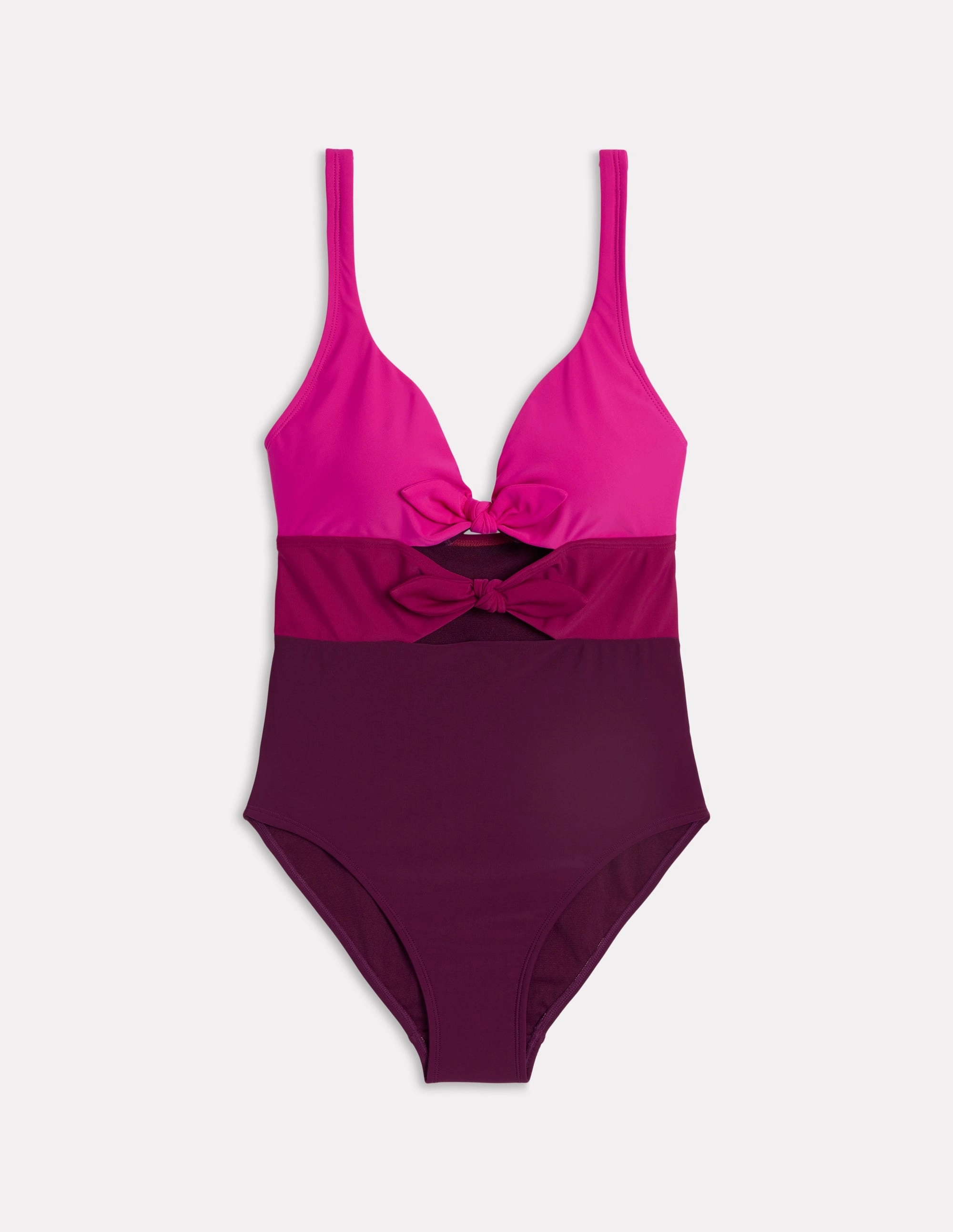 Vacation Ready Tie Front Swimsuit-Chockeberry/ Pink