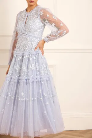 Relaxed Waist Autumn Lace Long Sleeve Ankle Gown