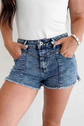 Hermione Frayed Very J Shorts (Denim) Timeless Comfort Wear Rubberized Hem