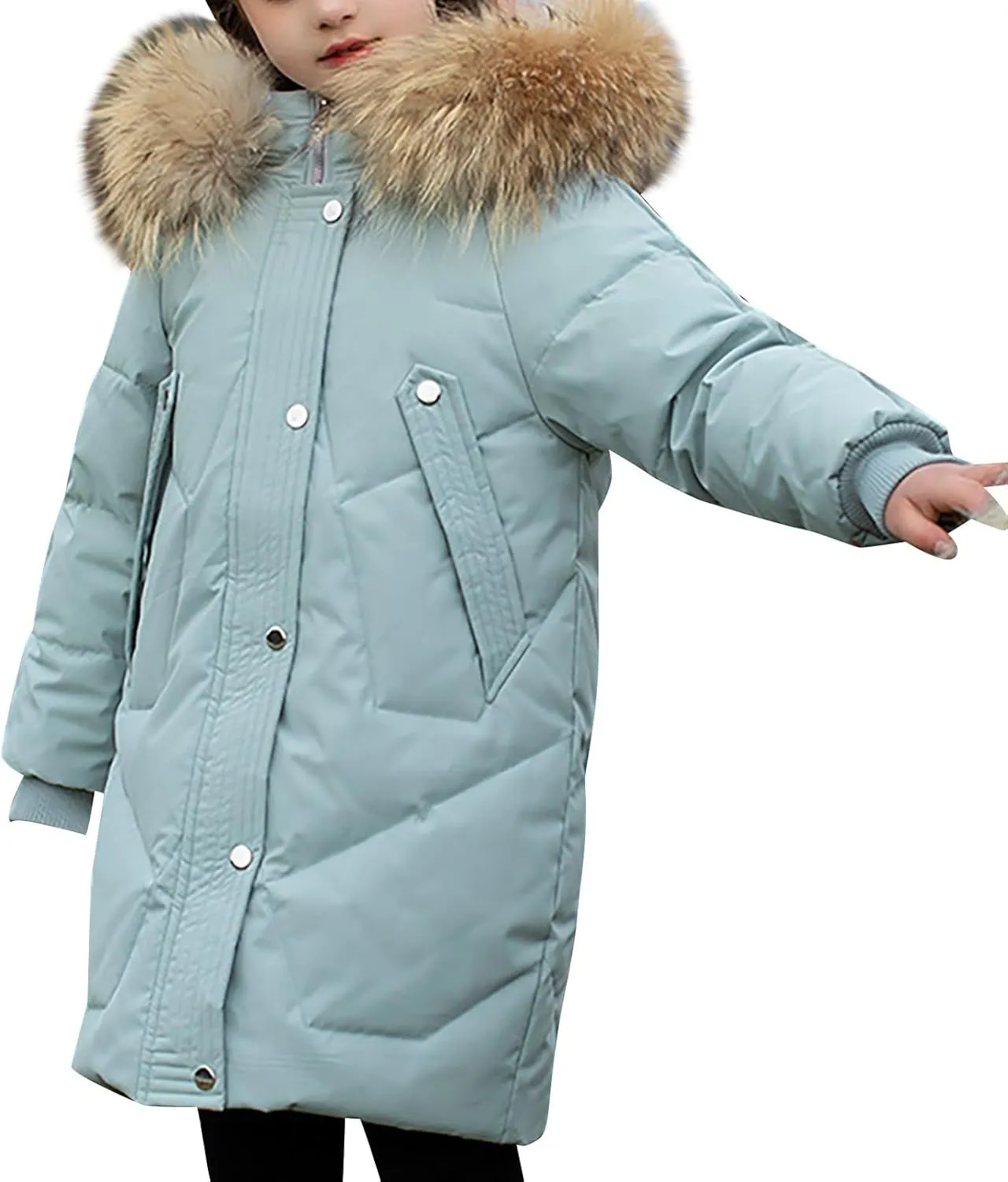 ToddlBy Boys Girls Thick Warm Down Puffer Jacket Kids Fashion Winter Coat with Furry Hood Parka Padded Jacket