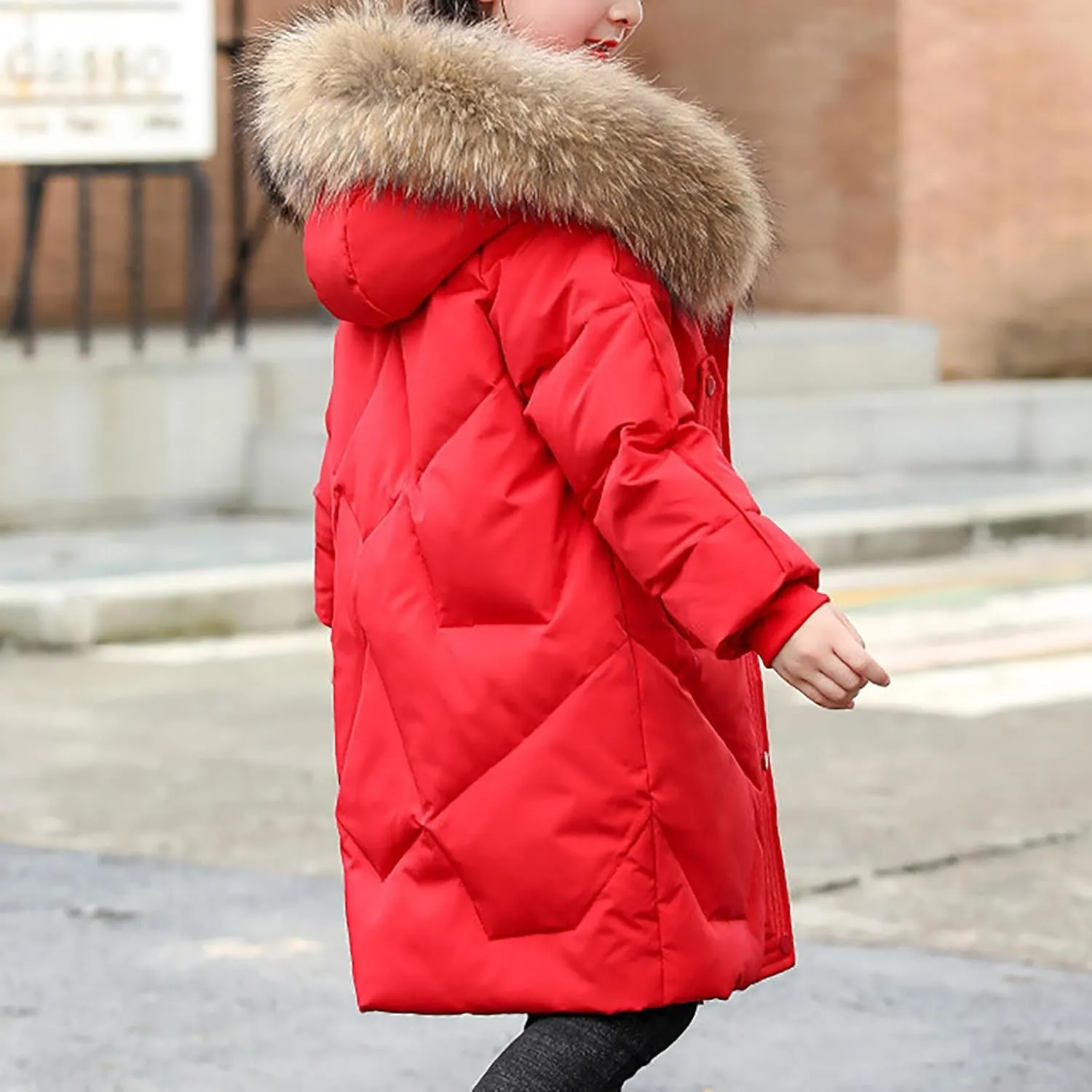 ToddlBy Boys Girls Thick Warm Down Puffer Jacket Kids Fashion Winter Coat with Furry Hood Parka Padded Jacket