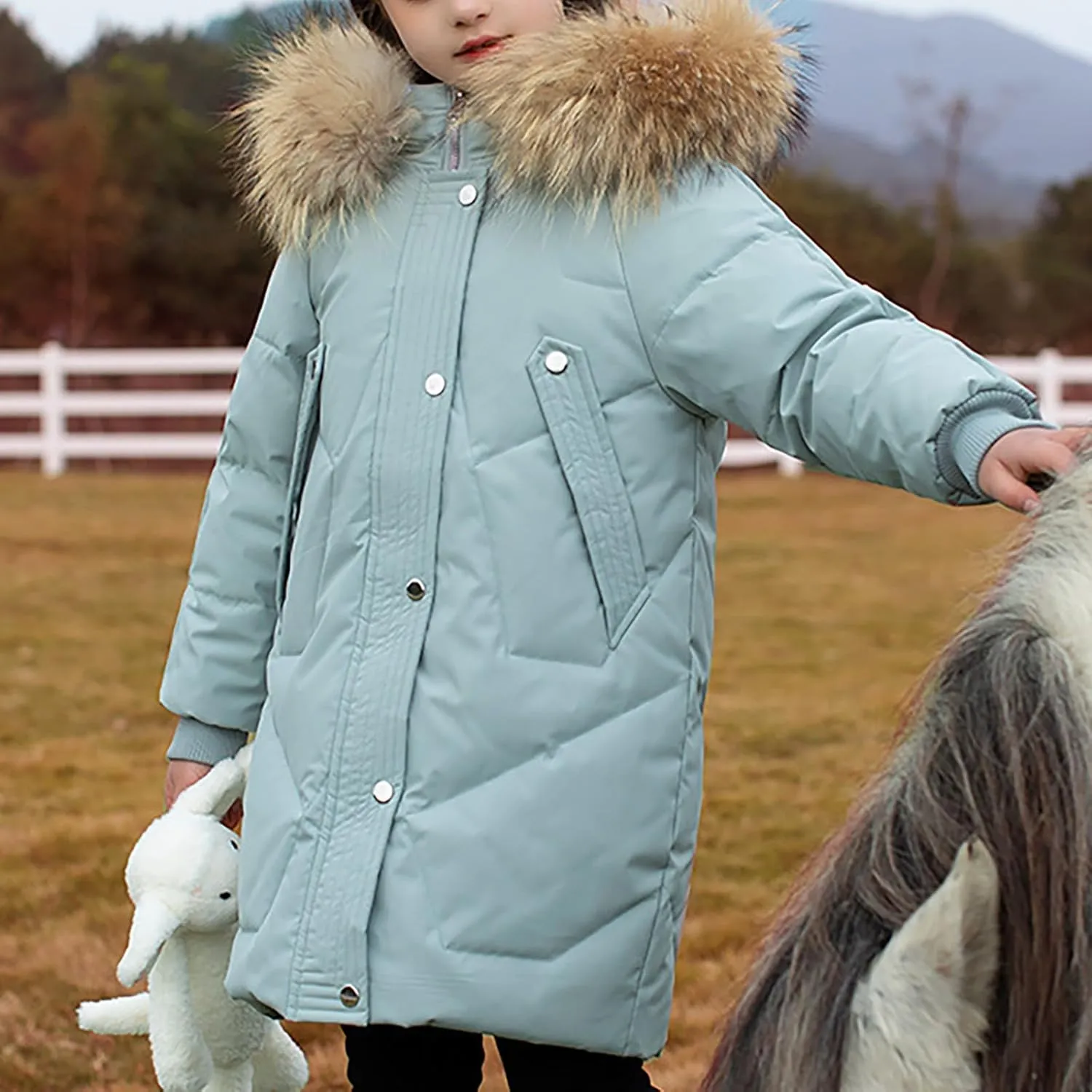 ToddlBy Boys Girls Thick Warm Down Puffer Jacket Kids Fashion Winter Coat with Furry Hood Parka Padded Jacket