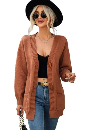 TOGGLE CLOSURE RIBBED CARDIGAN WITH POCKETS Butter Soft Handfeel WaterResistantCoating