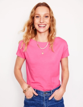 Formal Tank Supersoft Boat Neck T-Shirt-Tickled Pink