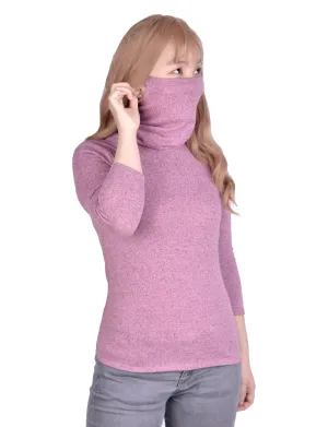 3/4 Sleeve Top With Gaiter Cowl Neck Thermal Insulation Layer