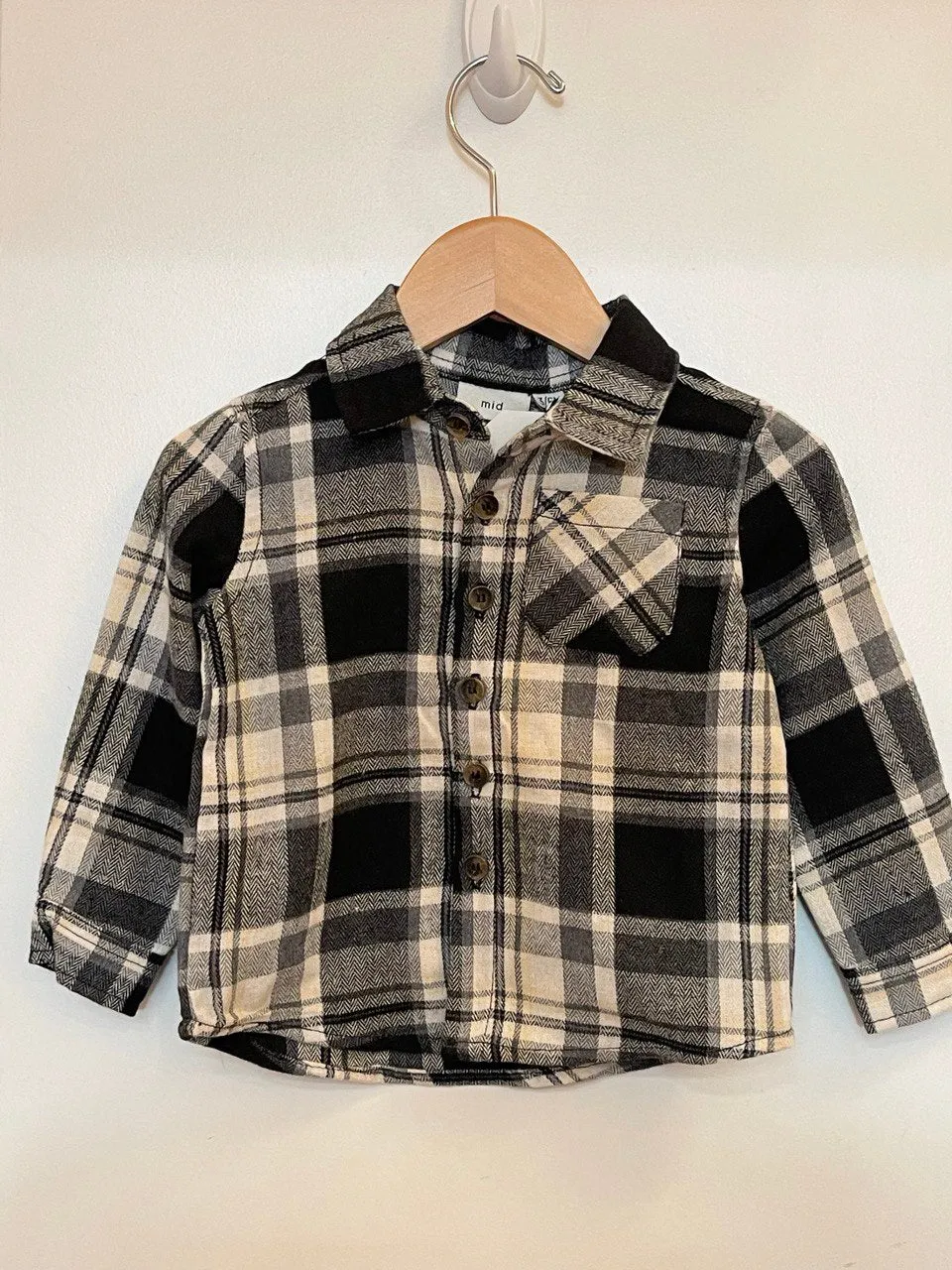 Top - Kids Long Sleeve Plaid Flannel Shirt