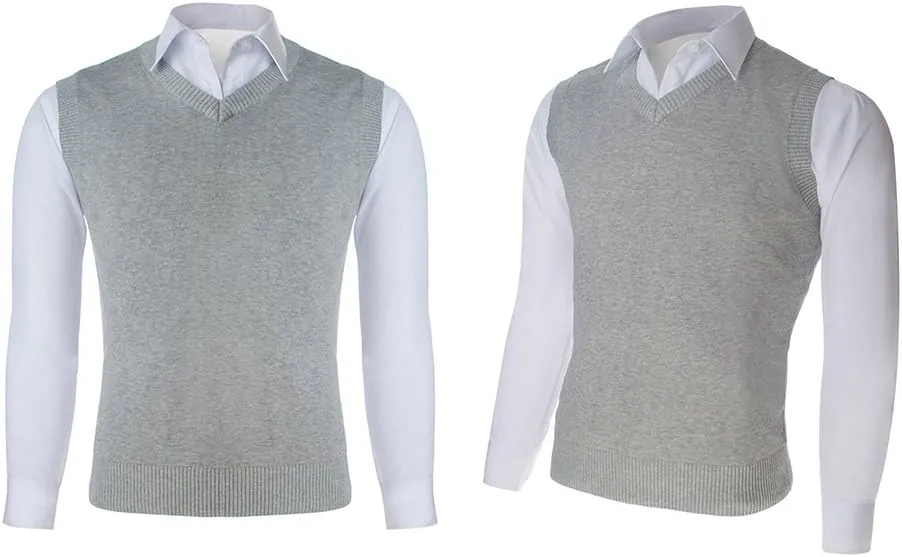 TopTie 2 Pack Window Clerk Sweater Vests for Men, Work Uniform Cotton V-Neck Sweater Vests