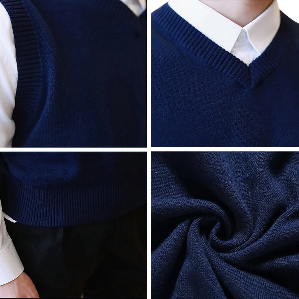 TopTie 2 Pack Window Clerk Sweater Vests for Men, Work Uniform Cotton V-Neck Sweater Vests