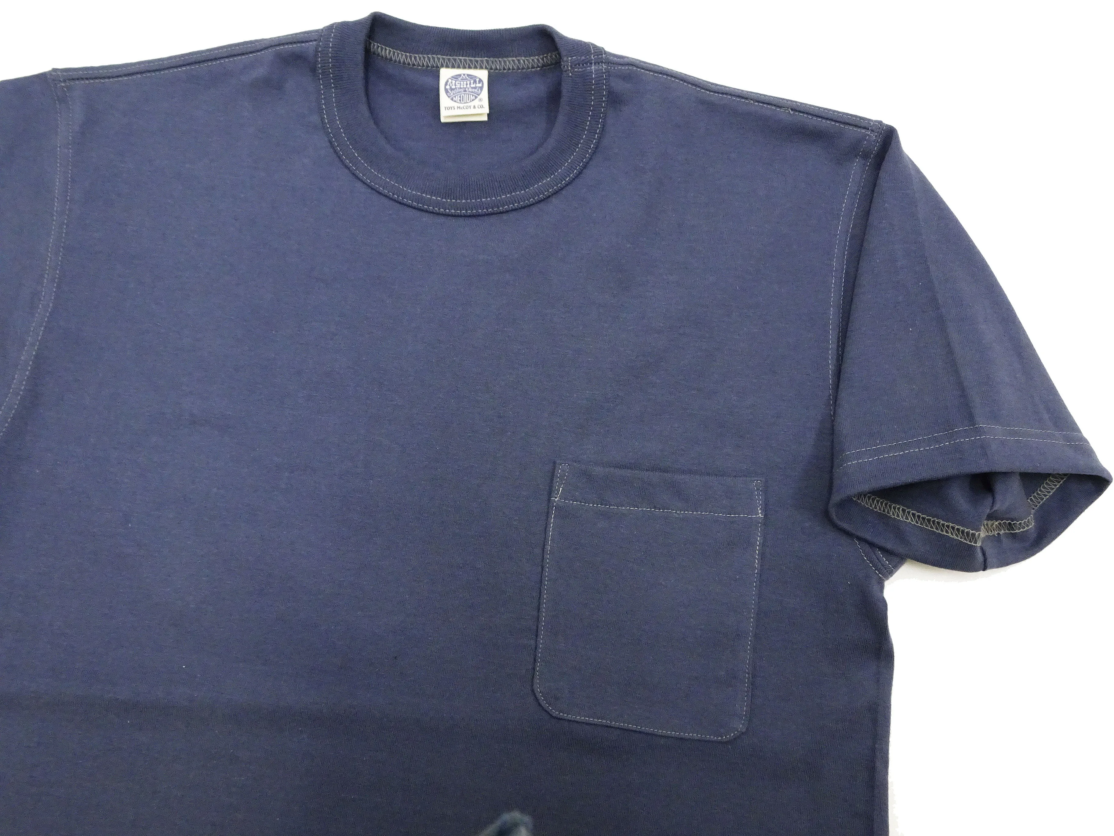 TOYS McCOY T-shirt Men's Steve McQueen Plain Pocket T-Shirt Short Sleeve Loopwheeled Tee TMC2410 120 Faded-Blue