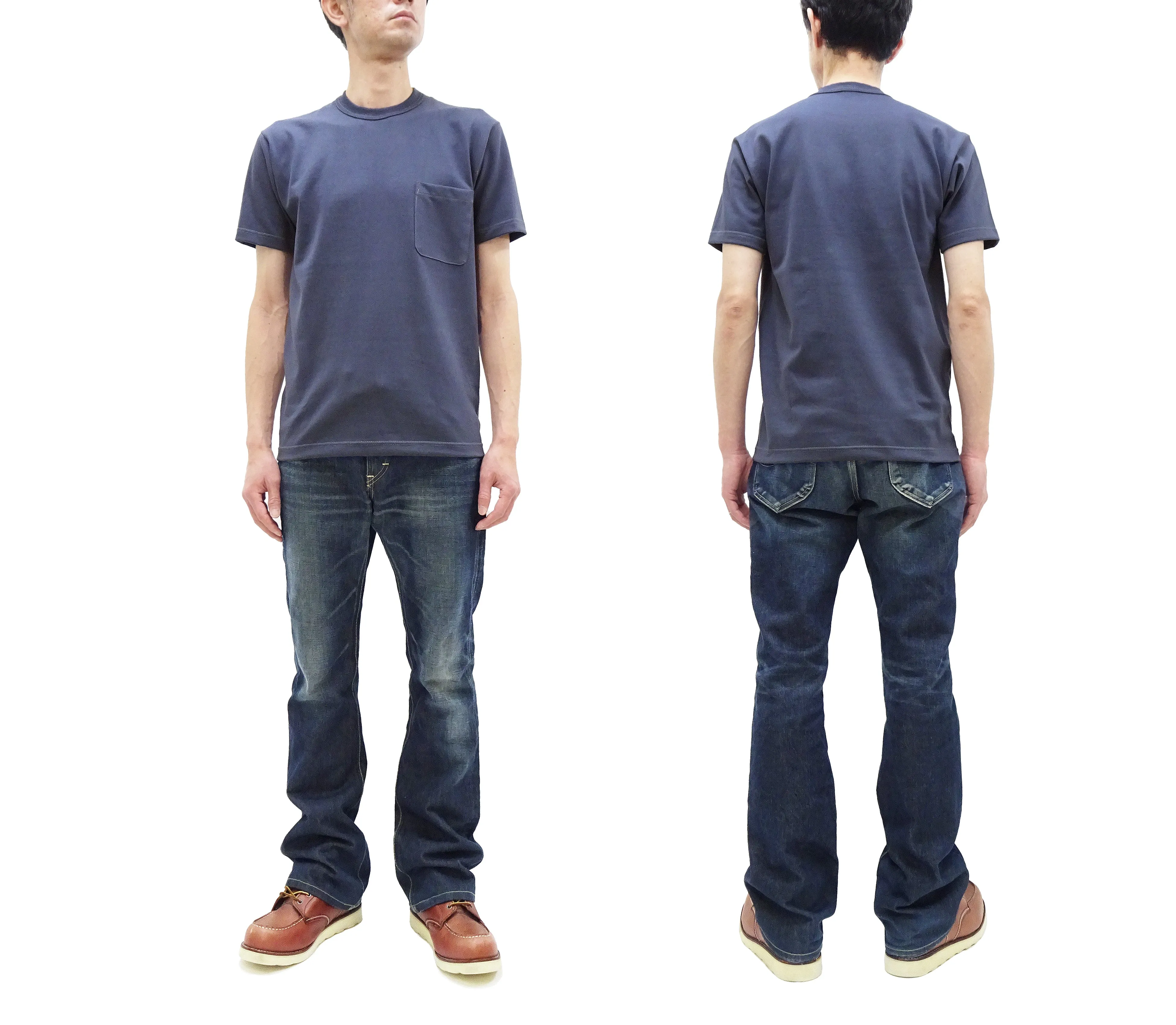 TOYS McCOY T-shirt Men's Steve McQueen Plain Pocket T-Shirt Short Sleeve Loopwheeled Tee TMC2410 120 Faded-Blue