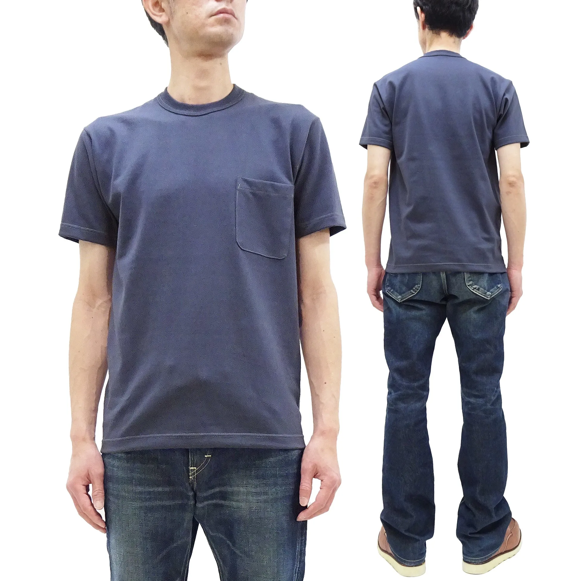 TOYS McCOY T-shirt Men's Steve McQueen Plain Pocket T-Shirt Short Sleeve Loopwheeled Tee TMC2410 120 Faded-Blue