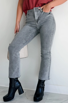 Eco Friendly Fabric Tracie High Rise Crop Flare Cello Jeans (Grey)
