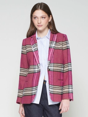 Multipanel Construction Flexible Outerwear PLAID BLAZER