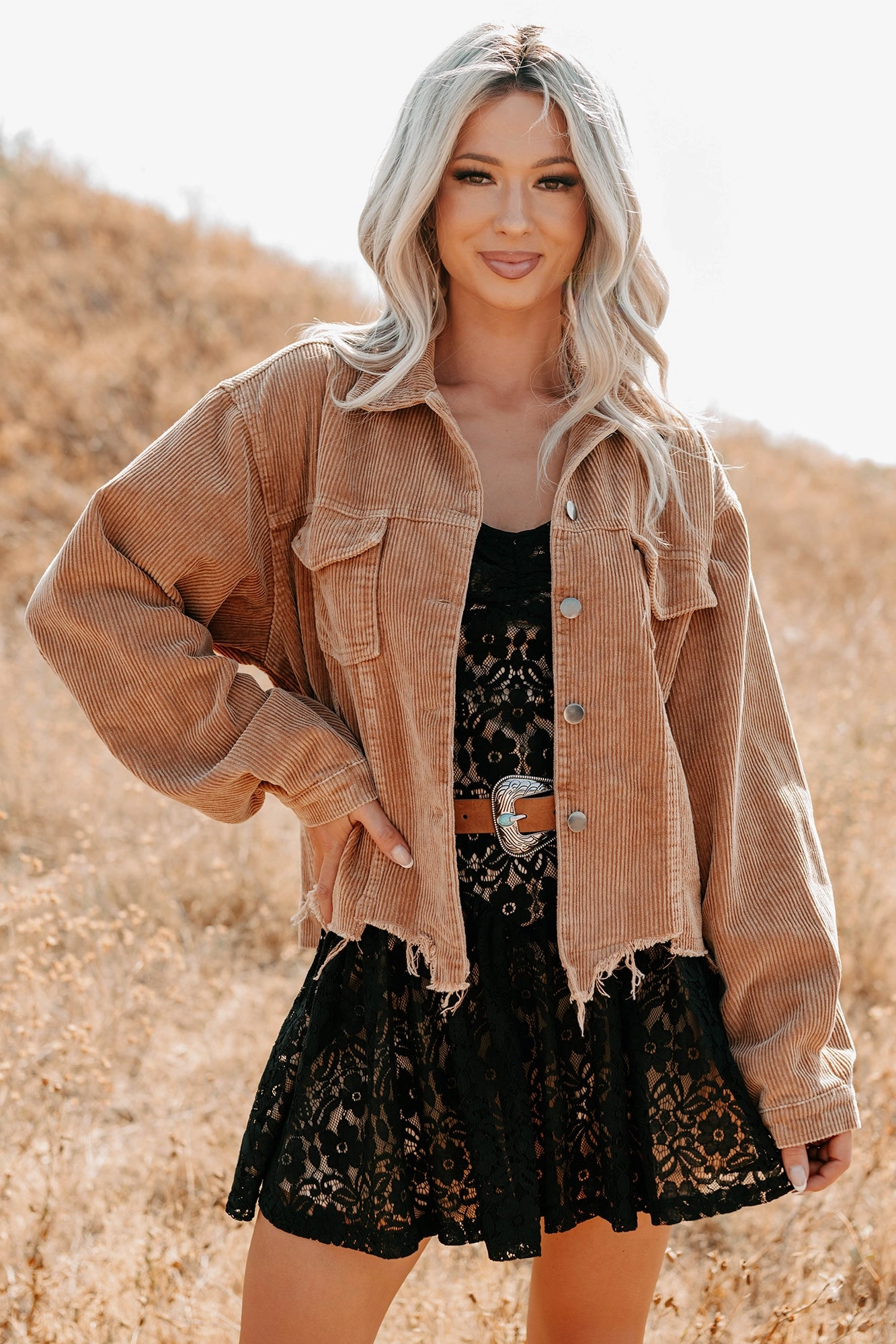 Promise Me Forever POL Corduroy Shacket (Camel) Announce