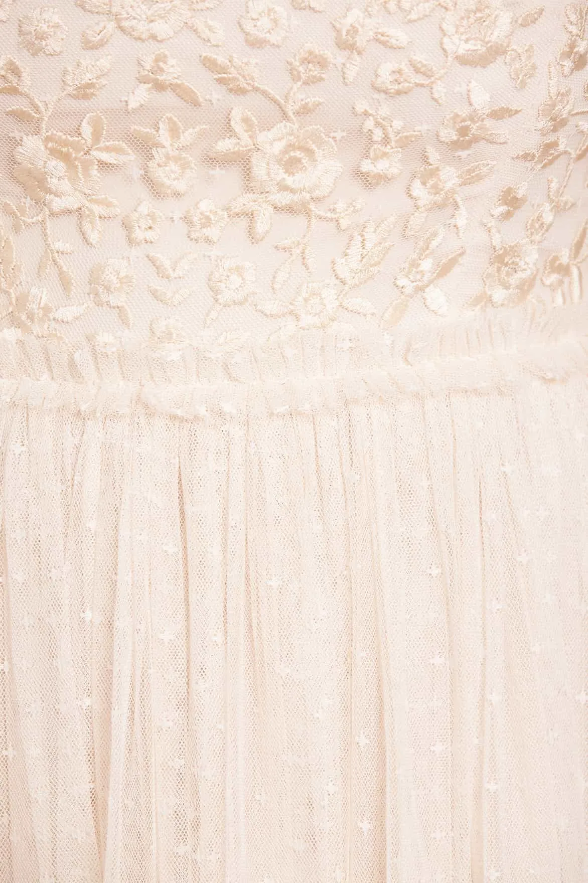 Midsummer Lace Bodice Off-Shoulder Ankle Gown Color-Blocked
