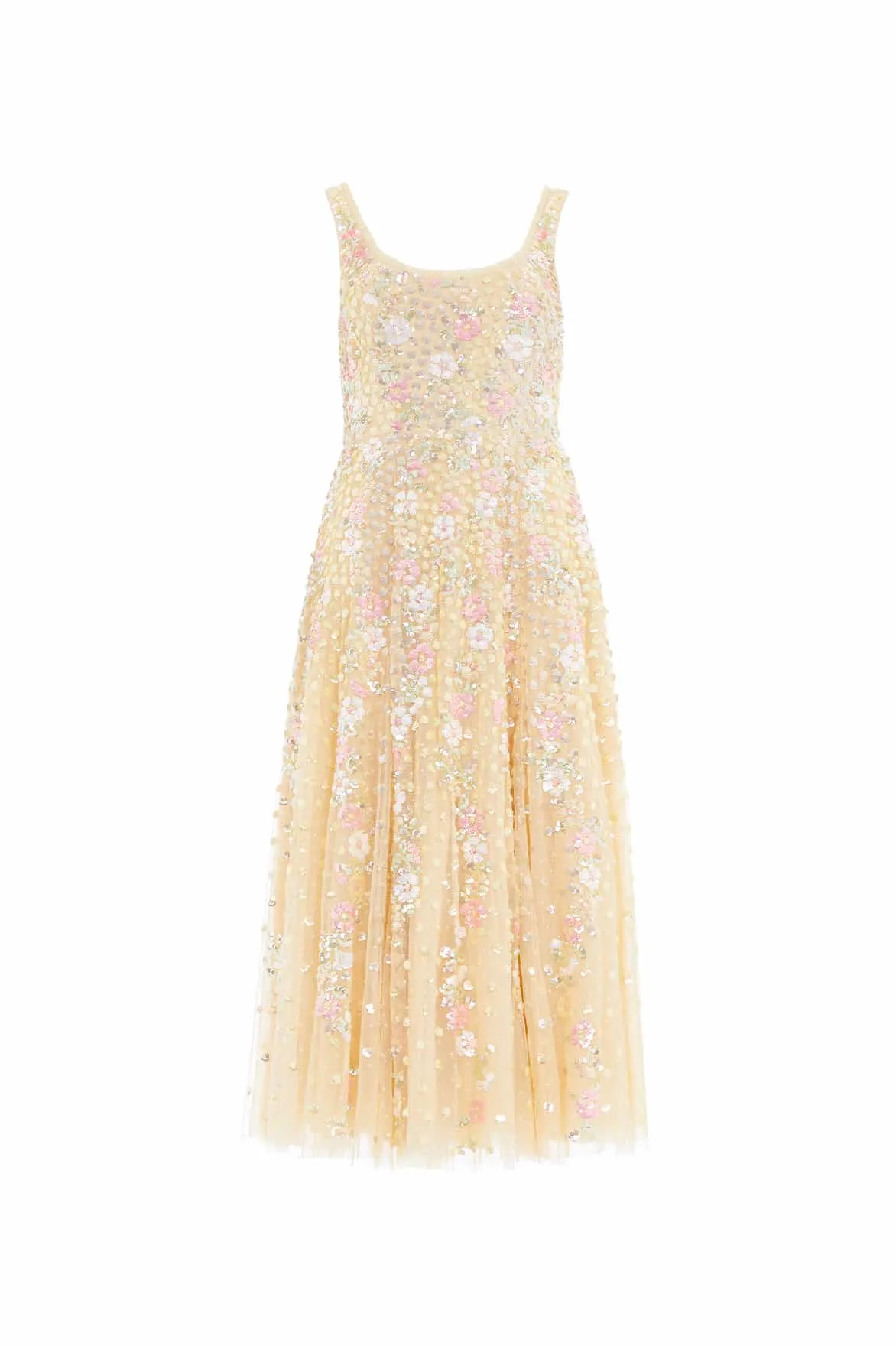 Water-Repellent-Finish Confetti Scoop Neck Ballerina Dress