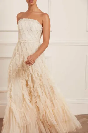 Rosella Ruffle Strapless Gown Hidden-Pocket