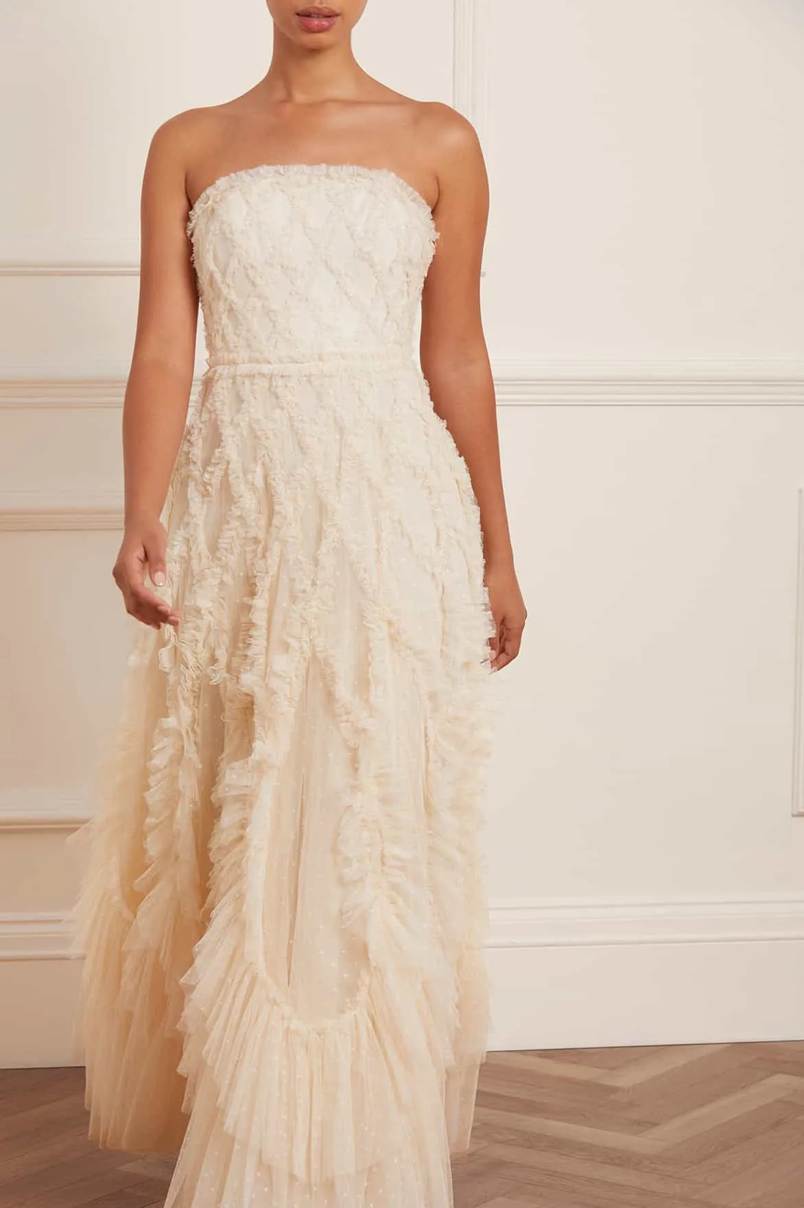 Rosella Ruffle Strapless Gown Casual Vibes Soft Fashion