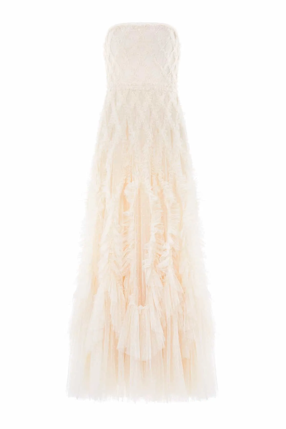 Rosella Ruffle Strapless Gown Chic Tailoring