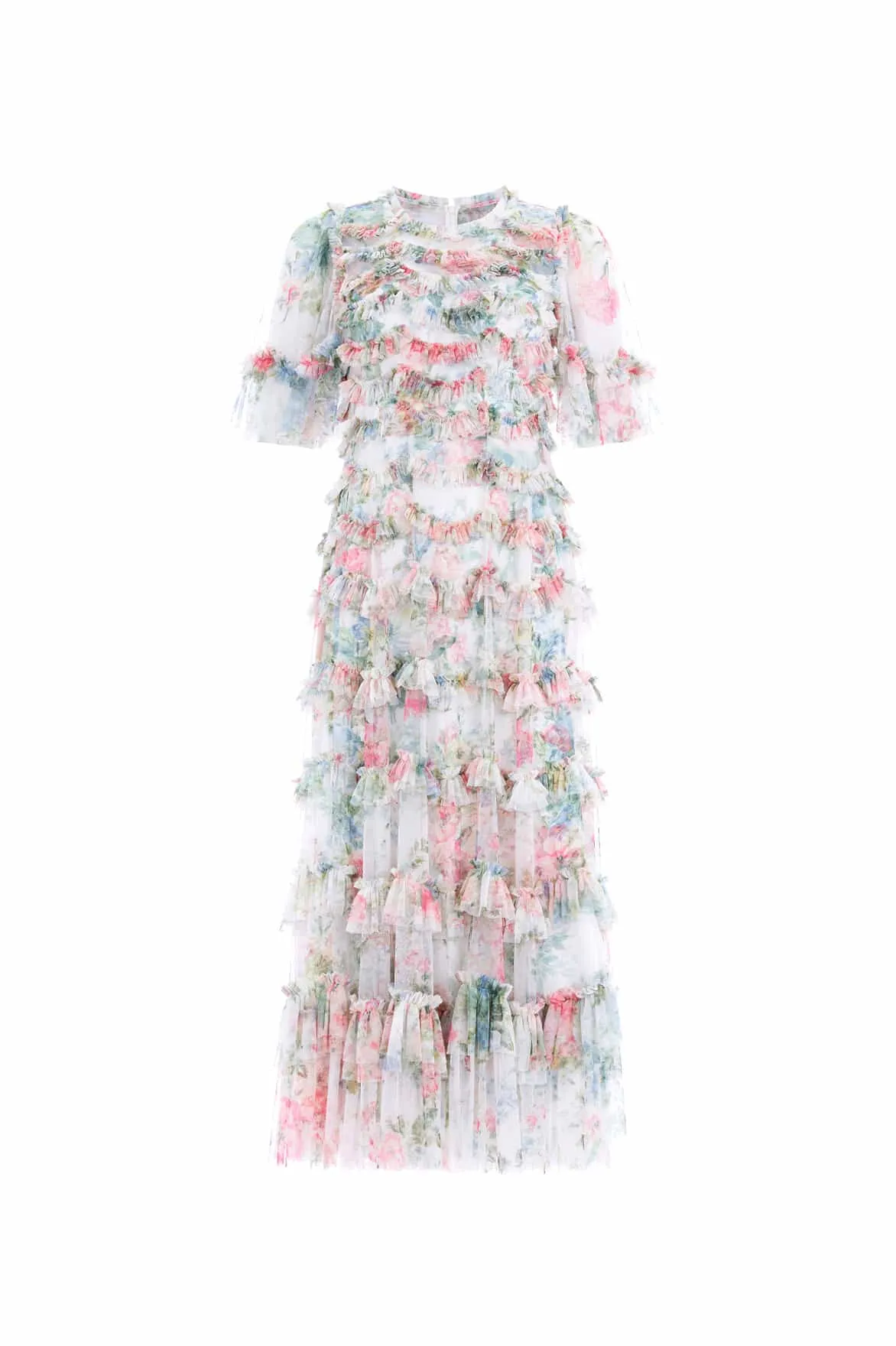 Floral Romance Round Neck Ballerina Dress Pure Fabric Stay Cool