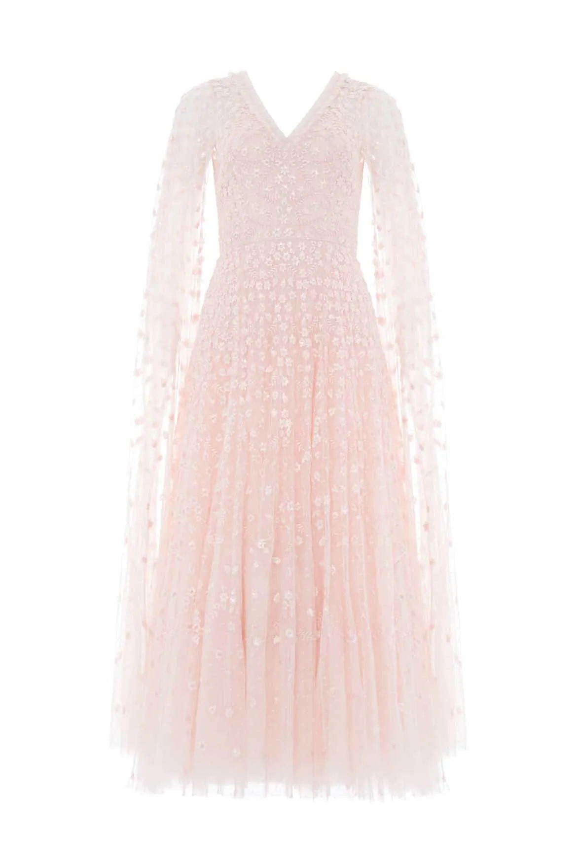 MoldResistantTexture Clover Cape Sleeve Ankle Gown