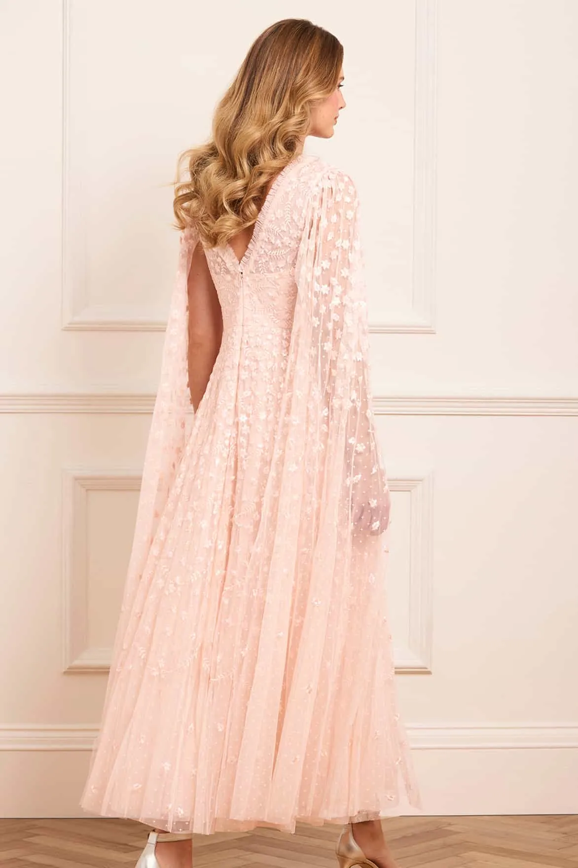 Flawless Fit Magic Day Clover Cape Sleeve Ankle Gown