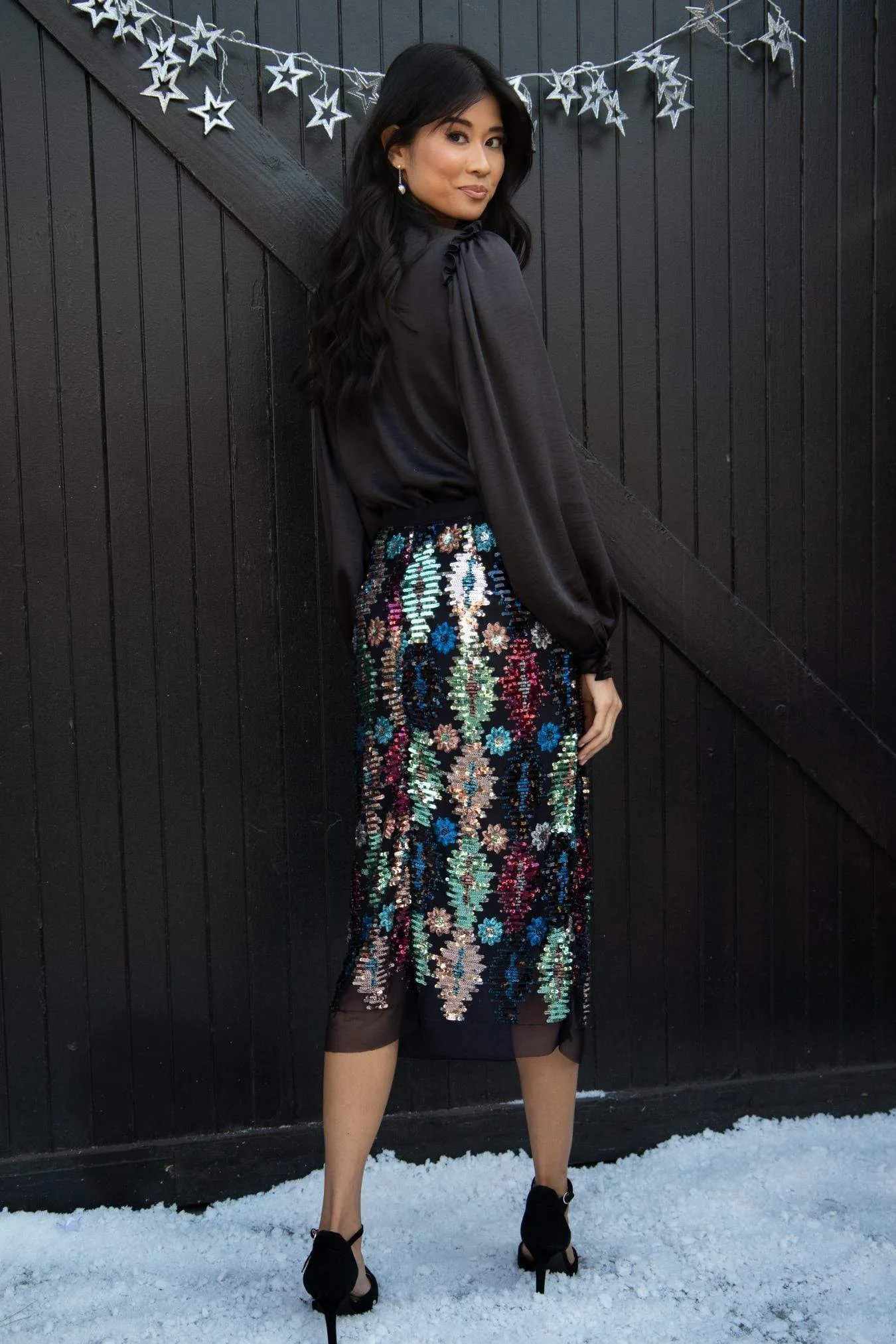 Bamboo Fiber Tribal Shine Midi Skirt