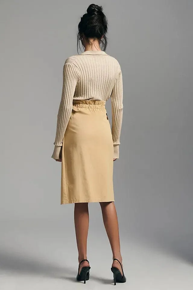 Trouser Wrap Skirt - Khaki Leg Elongating