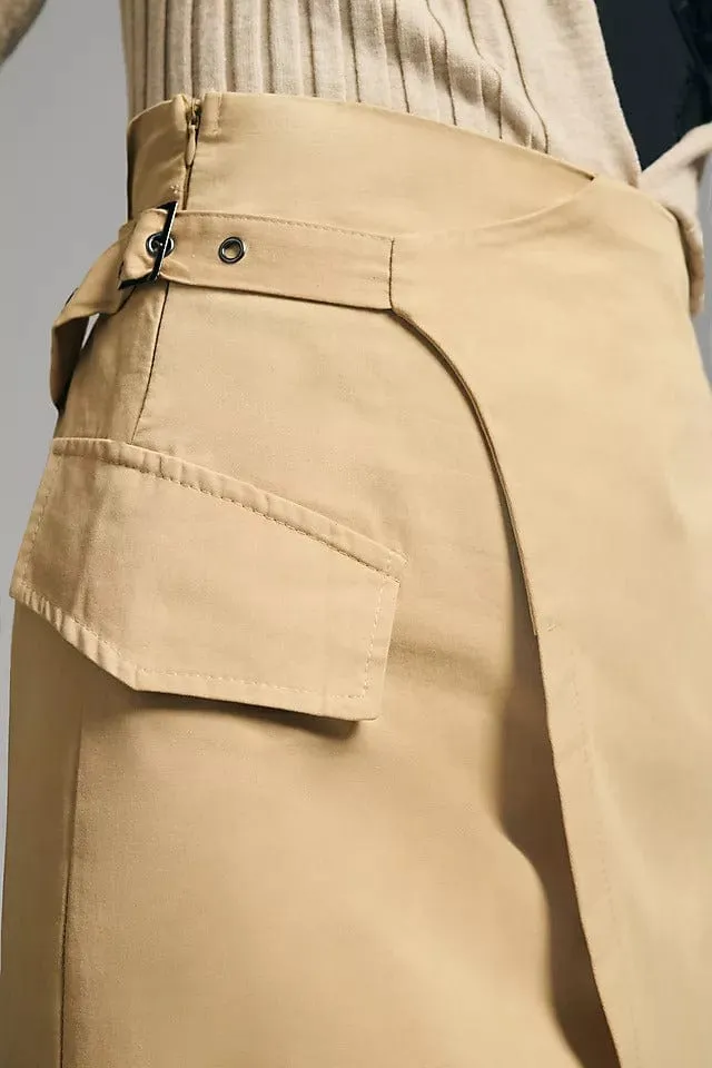 Trouser Wrap Skirt - Khaki Editorial Look
