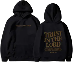 Trust in The Lord Christian Hoodies Womens Graphic Letter Printed Oversize Fall Pullover Sweatshirt with Pocket