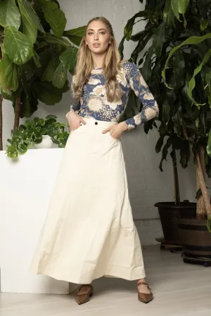 Tucker Denim Skirt Tropical theme
