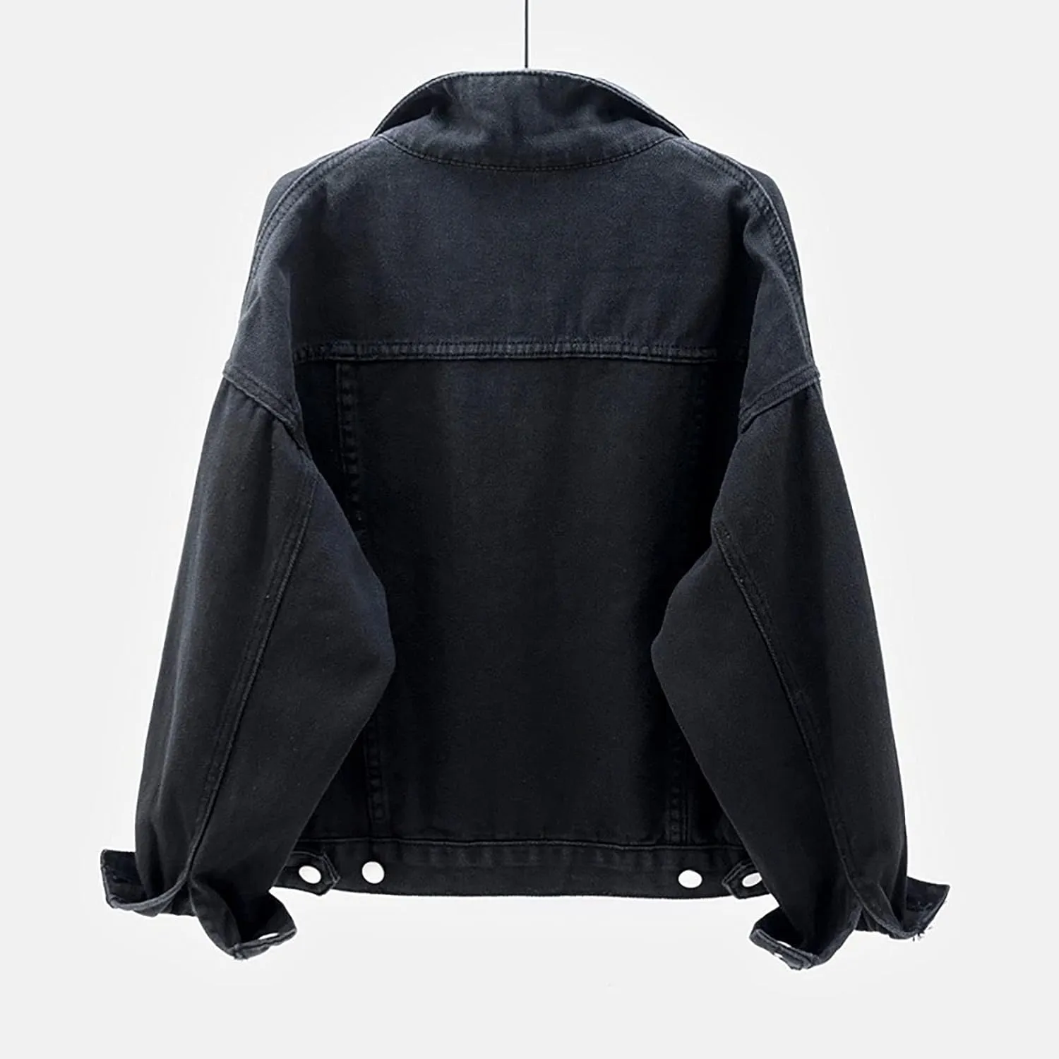 tuduoms Women's Candy Color Denim Jacket Relaxed Fit Casual Jean Trucker Jacket Plus Size Shacket Cropped Denim Jacket Coat