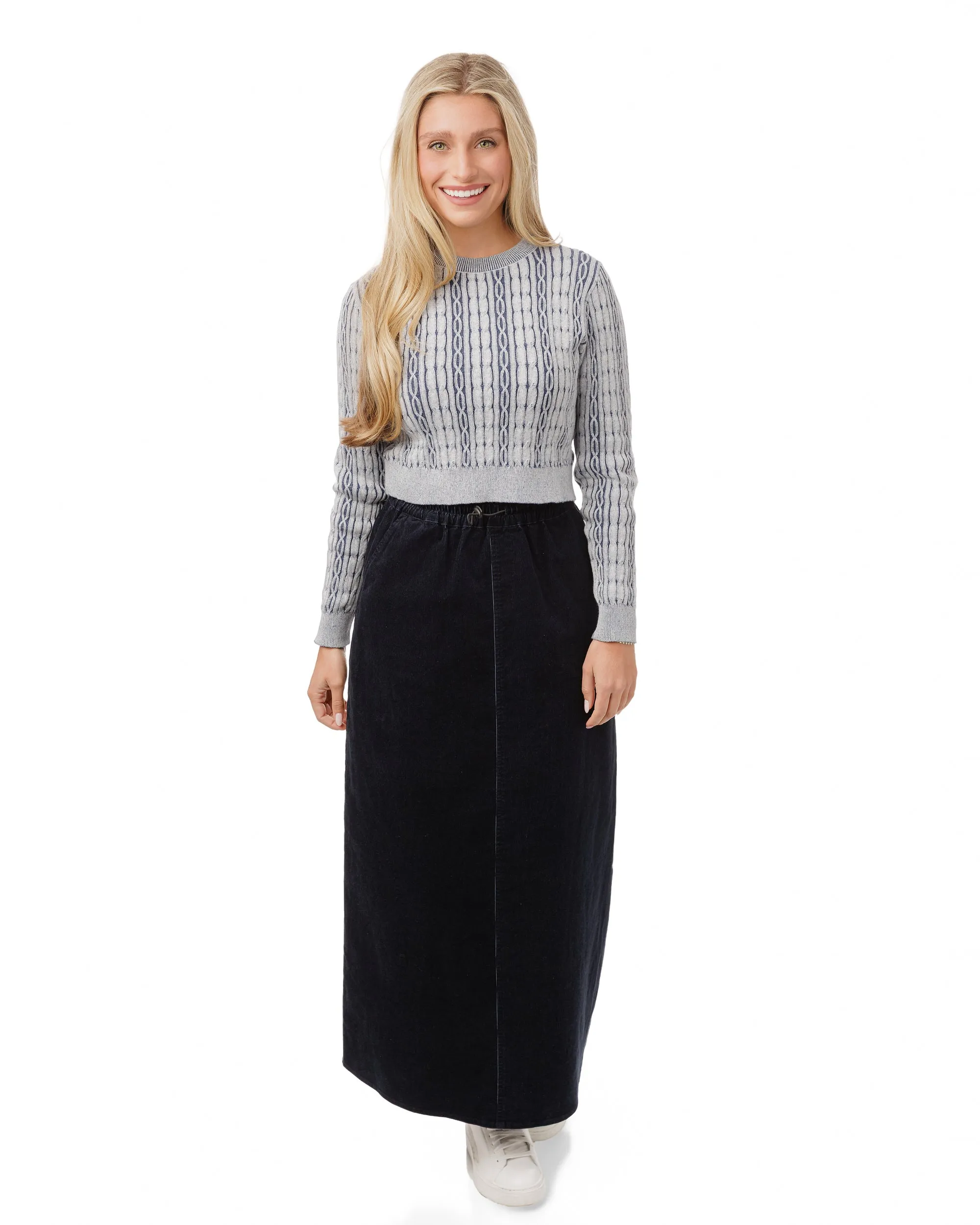 Danna Bella Navy Corduroy Skirt with Drawstring TW5057S-B Casual Wear