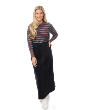 Functional Detail Danna Bella Navy Corduroy Skirt with Drawstring TW5057S-B