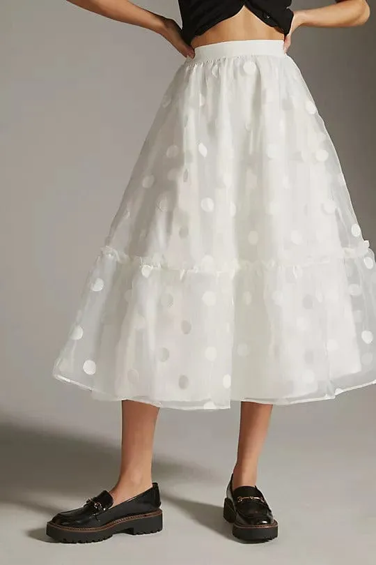 mix and match Tulle Midi Skirt - Snowflake Dot